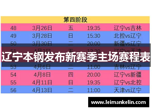 辽宁本钢发布新赛季主场赛程表